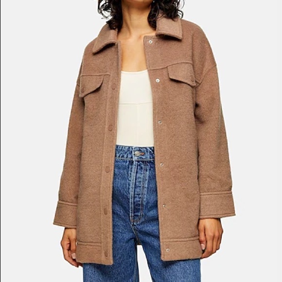 🎉HP🎊Top Shop Belted Beige Shirt Jacket (Shacket) - Picture 6 of 10